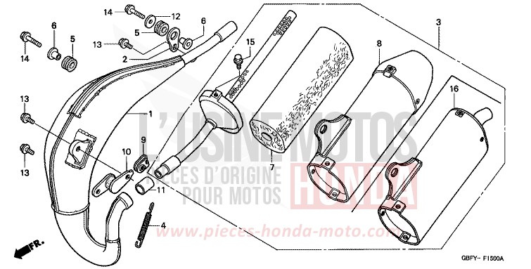 EXPANSIONSKAMMER von CR80R "große Räder" EXPLOSION RED (R254) von 2001